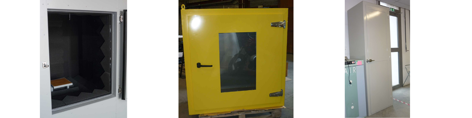 Trois cabines acoustiques de test 